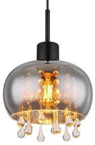 Globo 15839H - Lampadario a sospensione con filo CORRY 1xE27/9W/230V diametro 21 cm nero