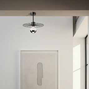 Lampadario a sospensione con supporto rigido MONTANA 1xE27/15W/230V diametro 30 cm nero