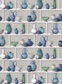 Osborne & Little Carta da parati Raku - Indigo/ Ivory/ Jade