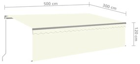 Tenda Sole Retrattile Manuale Parasole LED 5x3 m Crema