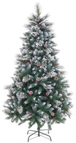 Albero di Natale Bianco Rosso Verde PVC Metallo Polietilene Nevoso 210 cm