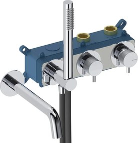Rubinetto per vasca monocomando 2 vie, corpo incasso e accessori doccia cromato Loop k SANYCCES cromo spazzolato