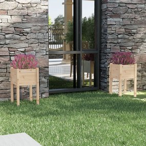 Fioriere Da Giardino 2 Pz 40x40x70 Cm İn Legno Massello Di Pino /