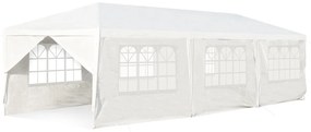 Costway Gazebo impermeabile 3 x 9 m con pali resistenti, Pergola per matrimonio eventi in spiaggia barbecue, Bianco