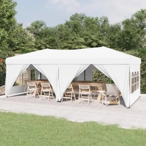 Tenda per Feste Pieghevole con Pareti Laterali Bianco 3x6 m