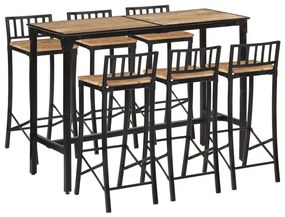 Set Bar 7pz Legno Massello Mango Grezzo E Metallo /