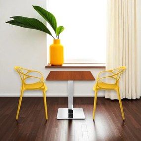 Tavolo bar pub ristorante 80x80 cm base argento e piano laminato Noce H 75