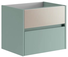 Mobile da bagno sospeso sotto lavabo L 59.5 x H 50 x P 45.5 cm verde laccato opaco, 2 cassetti Niwa