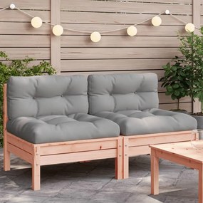 Divani Giardino Senza Braccioli con Cuscini 2 pz Legno Douglas