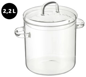 Pentola in vetro borosilicato 2,2 L con coperchio