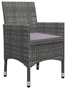 Set da bistrot 3 pz in polyrattan e legno acacia grigio
