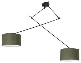 Lampada a sospensione nera con paralume 35 cm verde regolabile 2 luci - Blitz