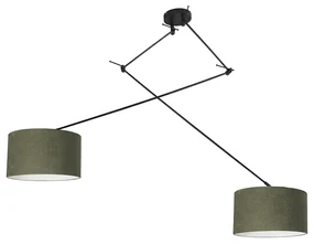 Lampada a sospensione nera con paralume 35 cm verde regolabile 2 luci - Blitz