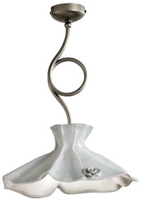 Plafoniera Classica Lecco Metallo E Ceramica Argento Decorato 1 Luce E27