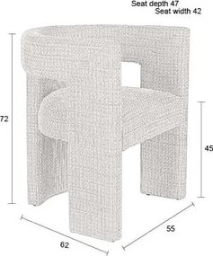 Sedia da pranzo color crema in imbottito con braccioli Medina – Dutchbone