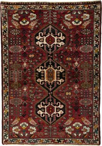 Shiraz Tappeto persiano 150x110 Rosso (Iran) Annodato A Mano