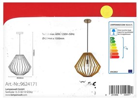 Lindby - Lampadario a sospensione con filo SIGGIE 1xE27/60W/230V