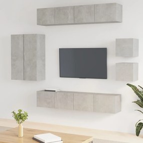 Set Mobili Porta Tv 8pz Grigio Cemento İn Legno Multistrato /
