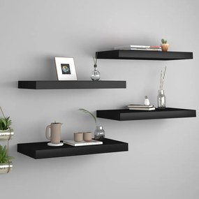 Scaffali A Parete 4 Pz Neri 50x23x3,8 Cm İn Mdf /