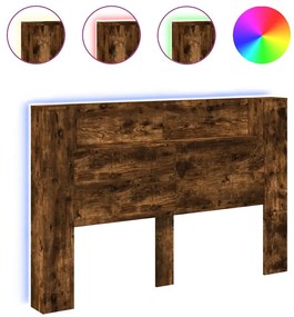 Testiera con contenitore a led rovere fumo 160x16,5x103,5 cm