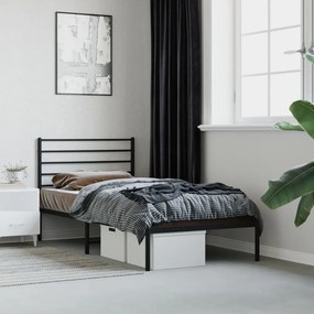 Giroletto Con Testiera İn Metallo Nero 90x190 Cm /