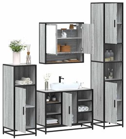 Set Mobili Da Bagno 4 Pz Grigio Sonoma İn Legno Multistrato /