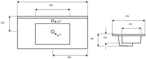 New Line Lb Lavabo 101x47 da incasso Per Mobile Bagno In Porcellana Bianco