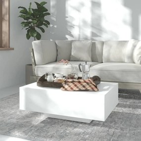 Tavolino Da Salotto Bianco 85x55x31 Cm İn Legno Multistrato /