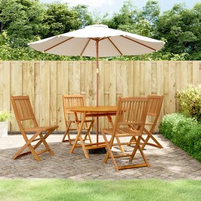 Set Da Pranzo Per Giardino 5 Pz İn Legno Massello Di Acacia /