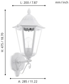 Eglo 93446 - Lampada da parete esterna NAVEDO 1xE27/60W/230V IP44