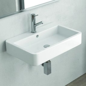 Lavabo bagno sospeso 60 cm in ceramica bianca | Litos-CN60 - KAMALU