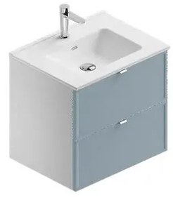 Mobile bagno sospeso con lavabo L 60 x H 57 x P 46 cm bianco-cielo in mdf 2 cassetti per vasca centrale Quadra