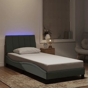 Giroletto Con Luci Led Grigio Chiaro 90x200 Cm İn Velluto /