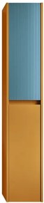 Colonna per mobile bagno Niwa 2 ante P 27 x L 30 x H 160 cm laccato opaco senape con vetro blu pacifico