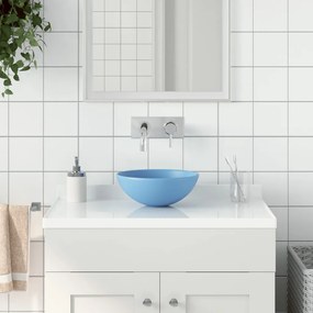 Lavandino Da Bagno İn Ceramica Azzurro Rotondo /