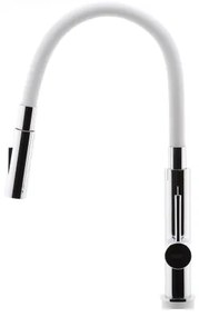 FERRO - Rubinetto per lavello con braccio flessible cromo lucido/bianco