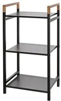 Scaffale e Ripiani per Bagno in Acciaio Colore Nero Opaco e Bamb 40x30x78H cm