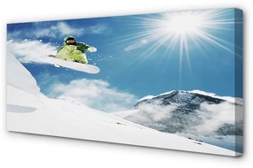 Quadro su tela Snow Board Man Mountain 100x50 cm