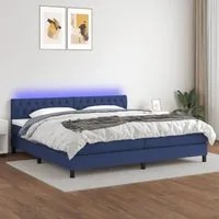 Letto a Molle Materasso e LED Blu 200x200cm in Tessuto cod mxl 55291