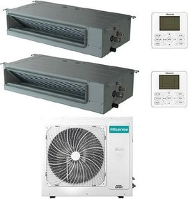 Climatizzatore Condizionatore Hisense Canalizzabile R32 Dual Split Inverter 18000 + 18000 BTU con U.E. 5AMW105U4RQC Classe A++/A+