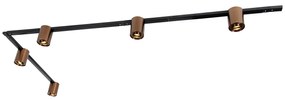 Sistema a binario monofase con 5 faretti bronzo scuro e nero - Rondoo Up