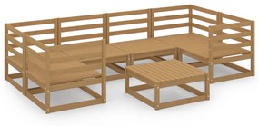 Set Divani da Giardino 7 pz in Legno Massello di Pino