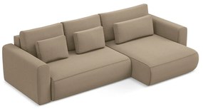 Divano angolare marrone chiaro allungabile/con contenitore (con penisola a destra/con chaise lounge) con rivestimento in velluto Kapua – Makamii