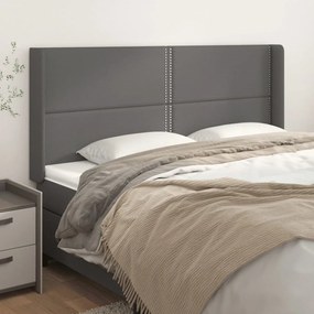 Testiera Ad Orecchio Grigio 203x16x118/128 Cm İn Similpelle /