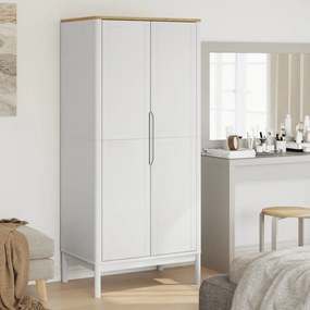 Armadio Floro Bianco 77x53x171 Cm İn Legno Massello Di Pino /