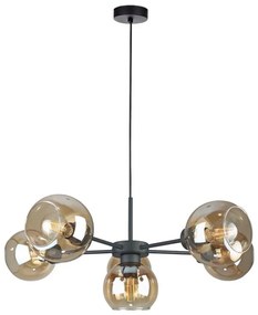 Lampadario a sospensione con filo KALIOPE 6xE27/60W/230V nero/fumé beige