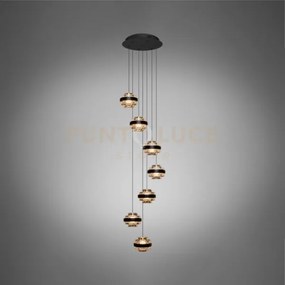 Sospensione rotonda geo 7lt, nero opaco, led 35w 2800 lumen 3000 k,...
