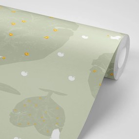 Carta da parati – Mele d'oro sugli alberi a forma di cuore