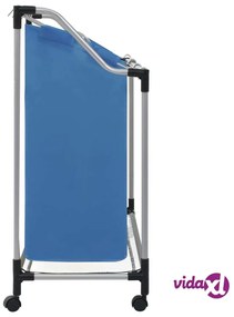 vidaXL Portabiancheria con 3 Scomparti in Acciaio Blu