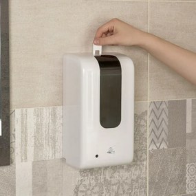 Dispenser per sapone liquido automatico da 1,2 L bianco in plastica alimentato a batterie o con cavo